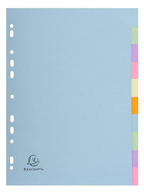 Exacompta Recycled Dividers 10-Part A4 Pastel 1610E