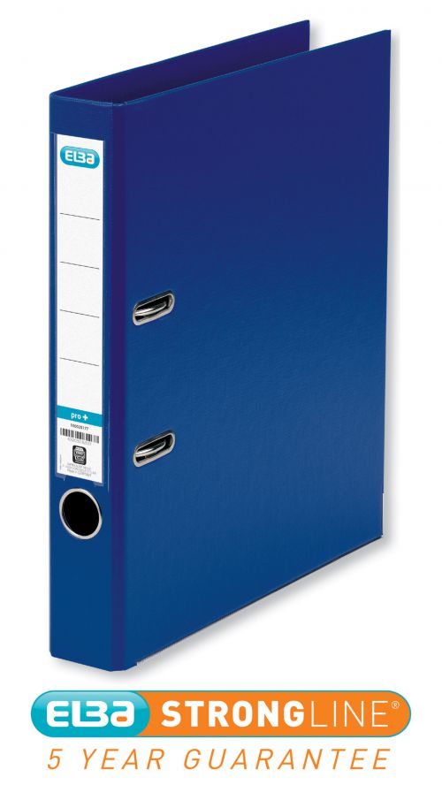 Elba 50mm Lever Arch File Plastic A4 Blue 100025925