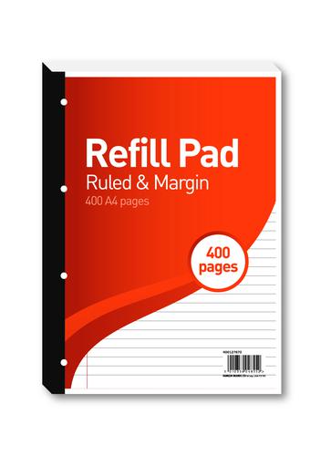 Hamelin 8mm Ruled/Margin Refill Pad A4 400 Sheet (Pack of 5) 400127670