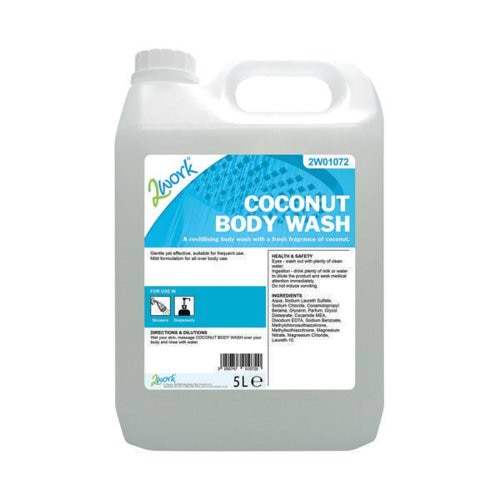 2Work Coconut Body Wash Mild Formula 5 Litre Bulk Bottle 2W01072