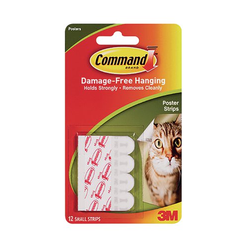 3M Command Adhesive Poster Strips Small (Pack of 12) 17024