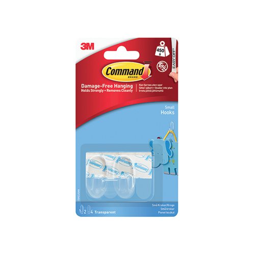 Command Hooks with Strips Small Clear 2HKS+4S 17092CLR