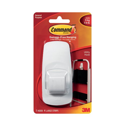 3M Command Adhesive Jumbo Hook with Command Strips 17004