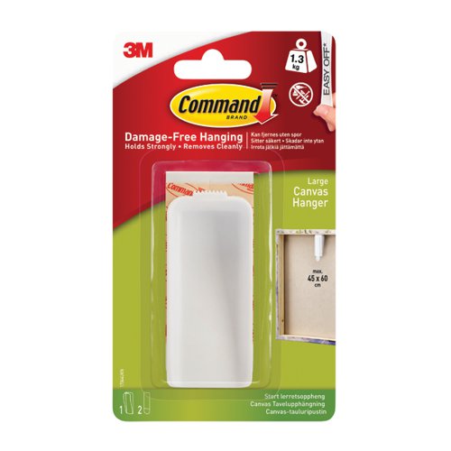 Command Canvas Hanger Large White with Hook and Strips 17044