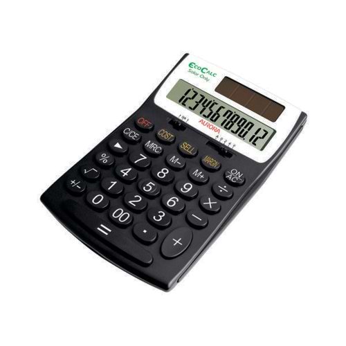 Aurora Black /White 12-Digit Desk Calculator EC505