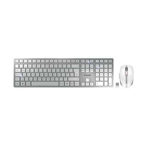 Cherry DW 9100 Slim USB Wireless Keyboard and Mouse Set UK Silver/White JD-9100GB-1