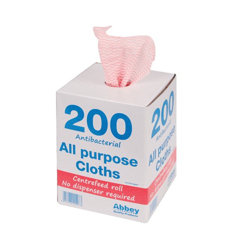 Anti-bacterial Cloths on a Roll 220x370mm Red (Pack of 200) 100247