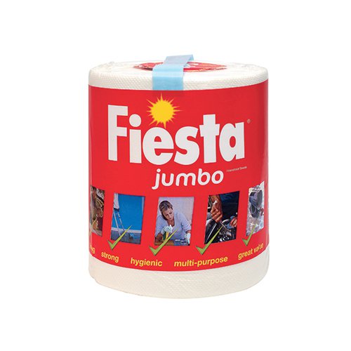 Fiesta White Jumbo Kitchen Roll 600 Sheets 5604400