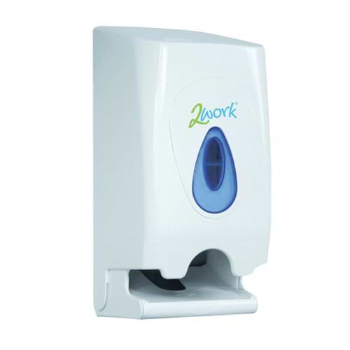2Work Twin Toilet Roll Dispenser White CPD43612