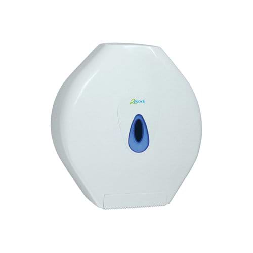 2Work Standard Jumbo Toilet Roll Dispenser White CT34025