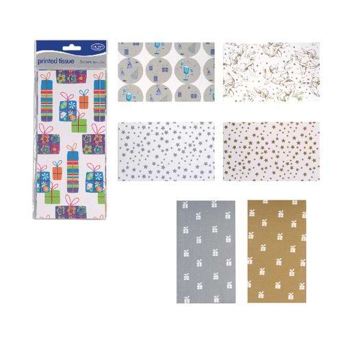 County Stationery Printed Tissue Assorted Designs x7 (Pack of 24) C195