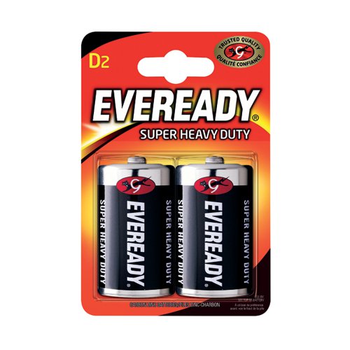 Eveready Super Heavy Duty D Batteries (Pack of 2) R20B2UP