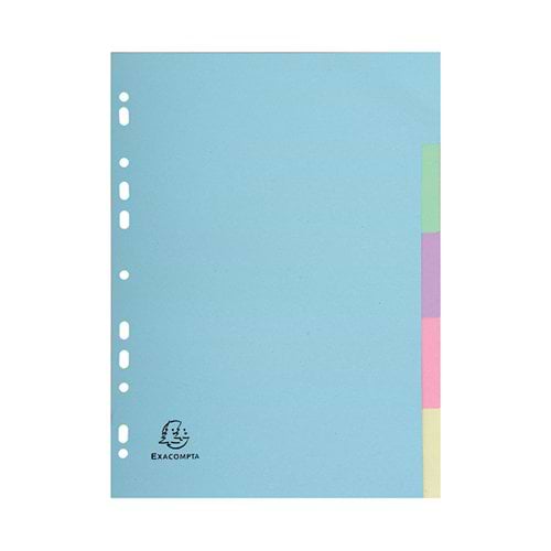 Exacompta Recycled Dividers 5-Part A4 Pastel 1605E