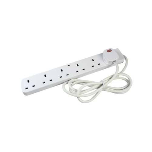 CED 6-Way Surge Protection 13 Amp 2m Extension Lead White CEDTS6213AS