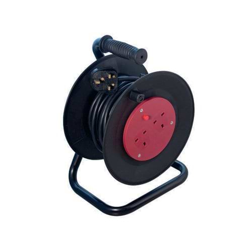 CED Heavy Duty 2-Way 10 Amp Extension Reel 25m Black WCR252
