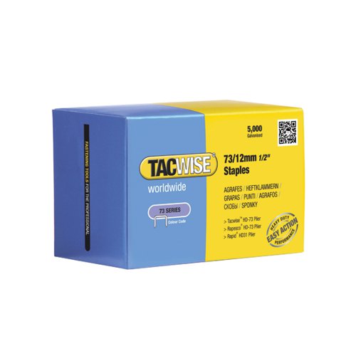 Tacwise 73/12mm Staples Galvanised Chisel Point (Pack of 5000) 0457