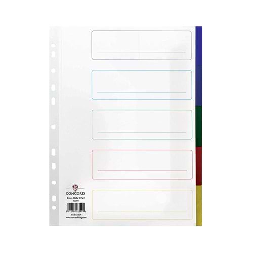 Concord Divider 5-Part A4 Extra Wide Polypropylene Multicoloured 66099