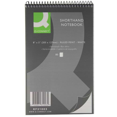 Q-Connect Feint Ruled Shorthand Notebook 160 Pages 203x127mm (Pack of 20) KF31003
