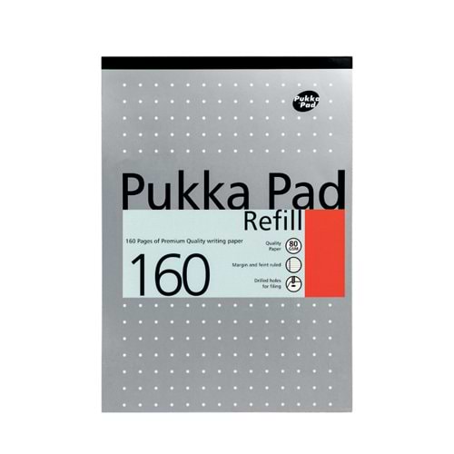 Pukka Pad Ruled Metallic Four-Hole Refill Pad Top Bound 160 Pages A4 (Pack of 6) 80/1