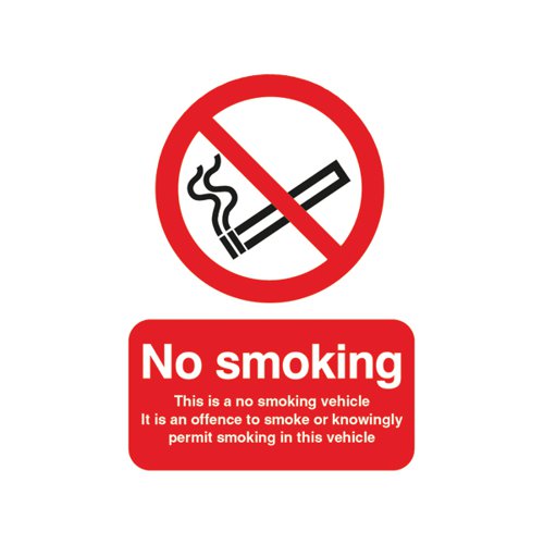 Safety Sign This is a No Smoking Vehicle 100x75mm Self-Adhesive PH05104S
