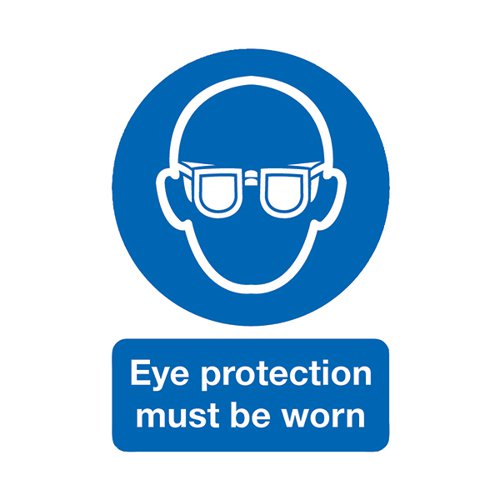 Safety Sign Eye Protection Must be Worn A4 PVC MA01250R