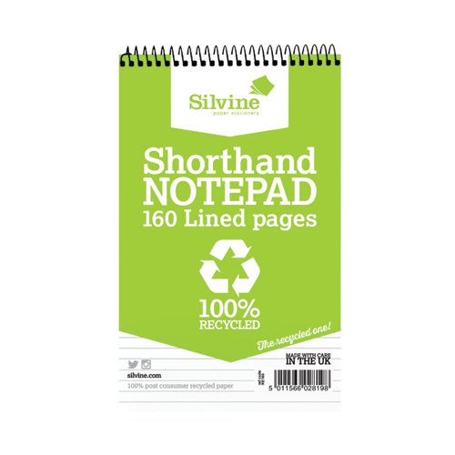 Silvine Everyday Recycled Shorthand Pad 127x203mm (Pack of 12) RE160-T