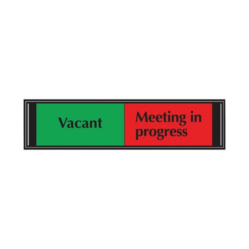 Sliding Sign Vacant/Meeting In Progress Self Adhesive 225x52mm