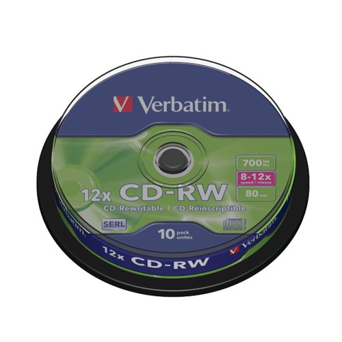 Verbatim CD-RW Datalife Plus 8-12x 700MB (Pack of 10) 43480