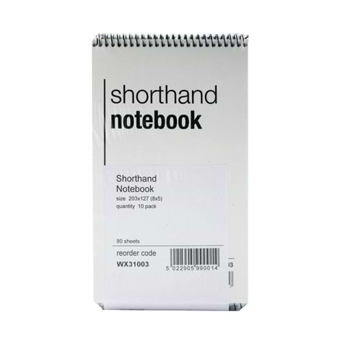 Spiral Shorthand Notebook 80 Leaf (Pack of 10) WX31003