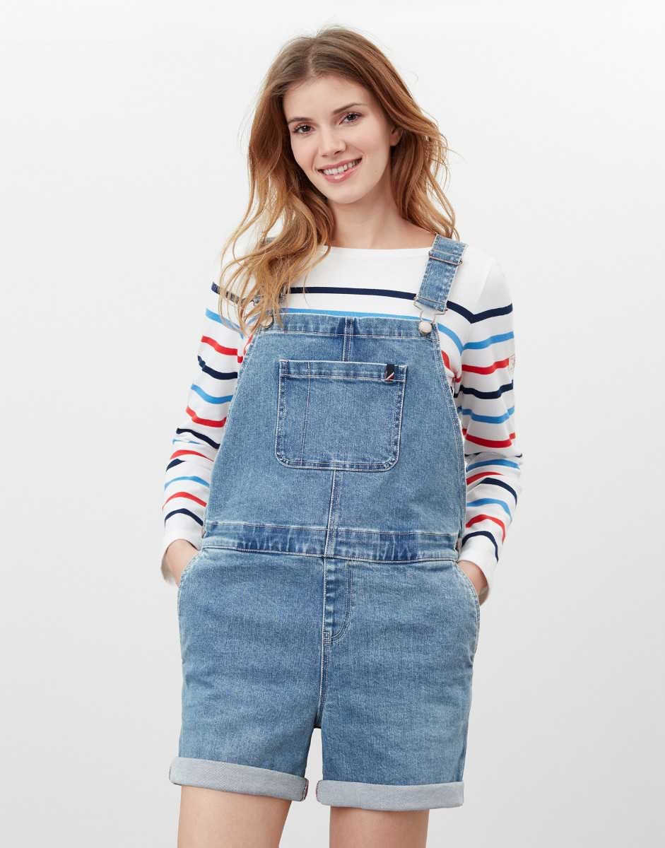 hush Jasmine Relaxed Short Dungarees Light Authentic Blue at John Lewis   Partners