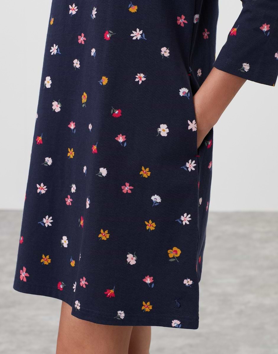 Joules A Line Jersey Dress Ditsy Floral Navy