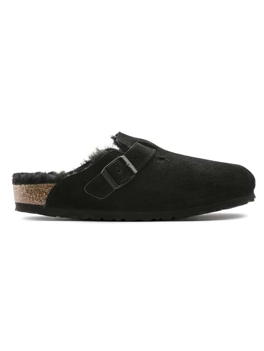 Birkenstock Boston Shearling Suede Leather Clogs Black