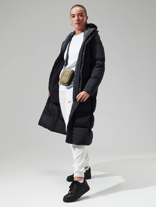 Berghaus Women's Saffren Down Duster Hooded Jacket Black/Black