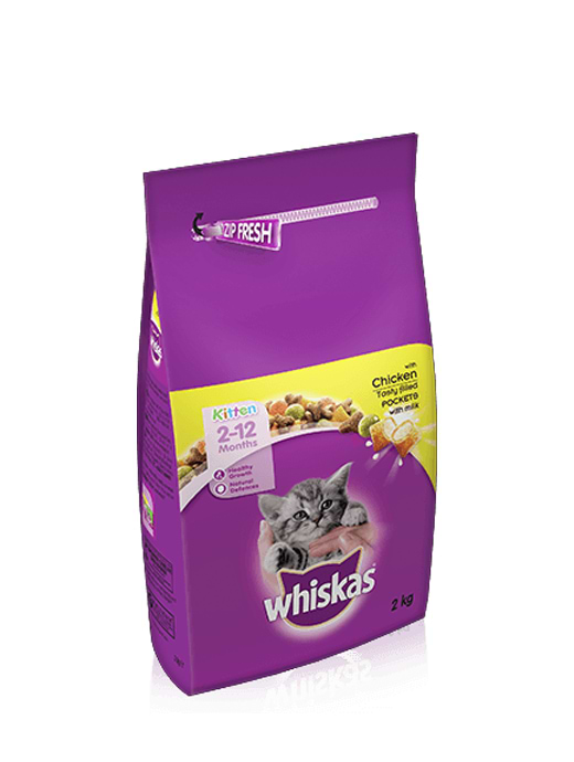 Whiskas 2-12 Months Kitten Complete Chicken Dry Cat Food 2KG