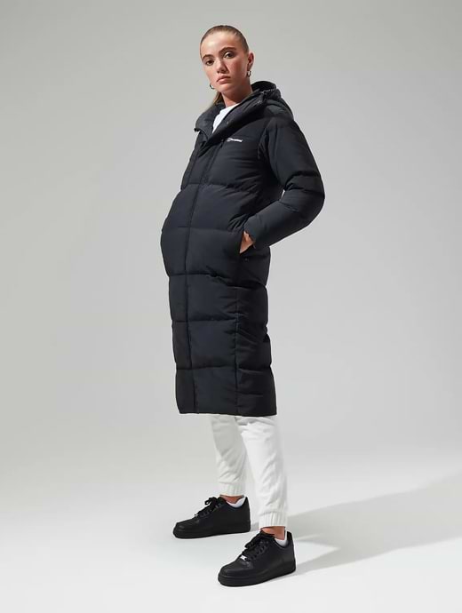 Berghaus Women's Saffren Down Duster Hooded Jacket Black/Black