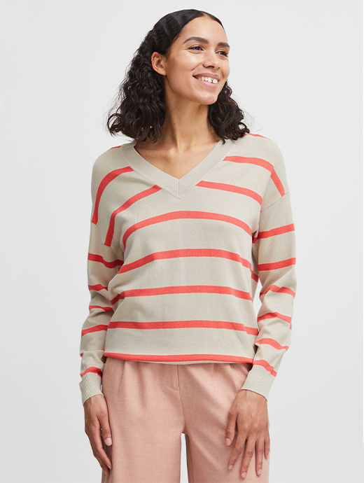 B Young Women's Bymmorla V Neck Pullover Cayenne Mix