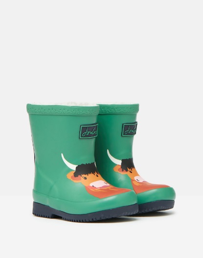 Joules Baby Printed Wellies Green Cow