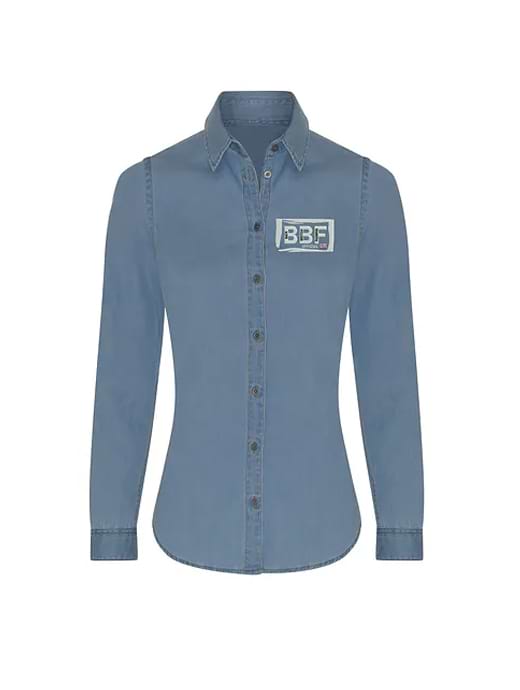 Back British Farming Women's Denim Shirt Light Blue 