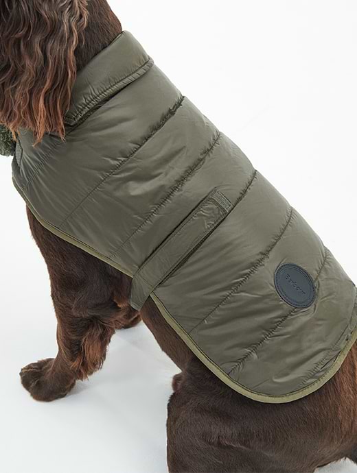 Barbour Baffle Quilted Dog Coat Dark Olive