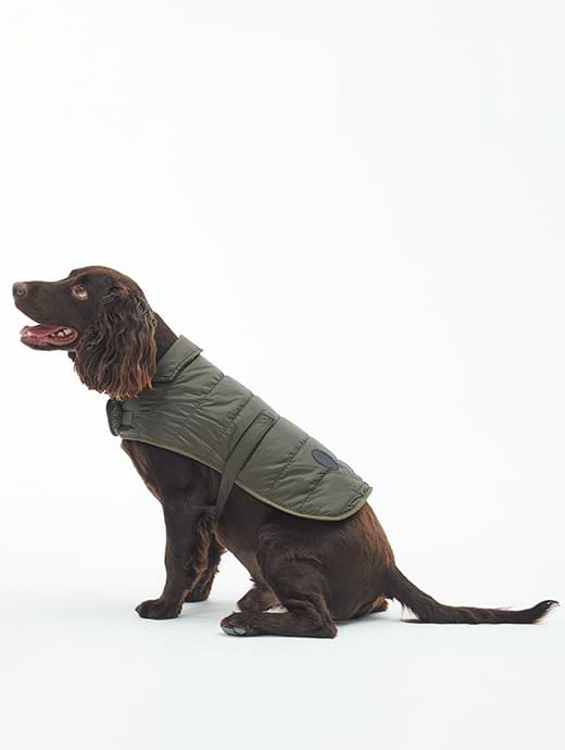 Barbour Baffle Quilted Dog Coat Dark Olive