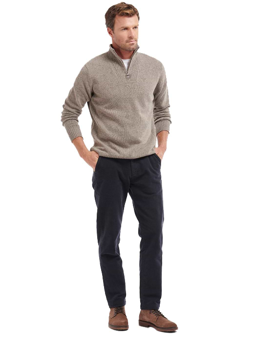 Barbour Men s Essential Lambswool Half Zip Sweater Dark Stone