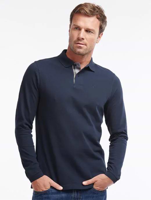 Barbour Long Sleeve Sports Polo Top Navy