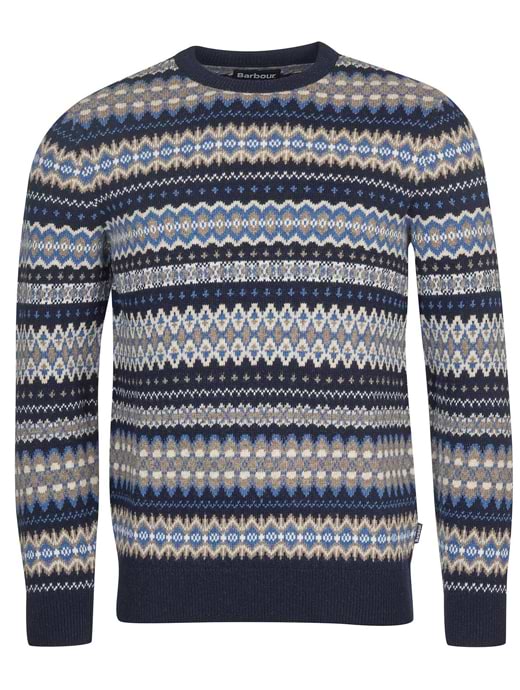Barbour Men's Case Fair Isle Crew Jumper Midnight Blue