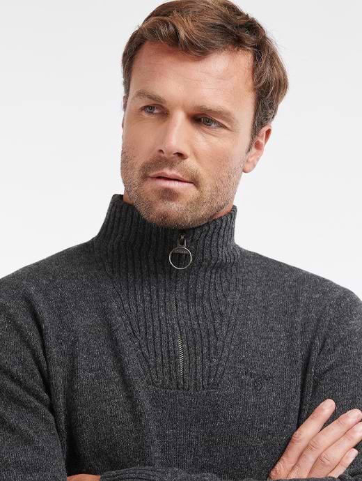 Barbour Essential Lambswool Half Zip Jumper Charcoal Griggs