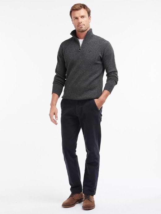 Barbour essential lambswool 2025 half zip jumper charcoal
