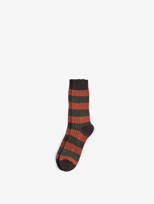 *AW23* Image REq 3/7 Barbour Men's Houghton Stripe Socks Burnt Orange
