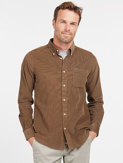 Barbour shirts cheap mens Brown