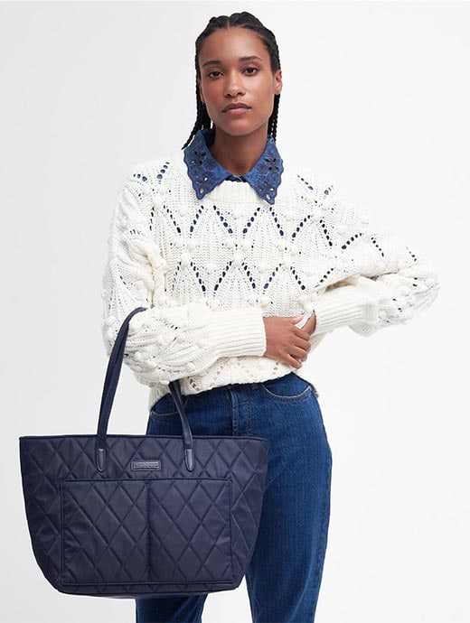 Barbour Quilted Tote Bag Navy