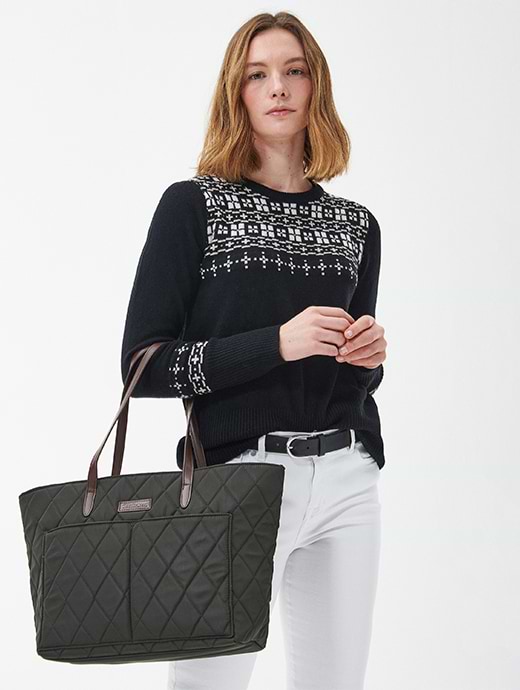 Barbour Quilted Tote Bag Olive