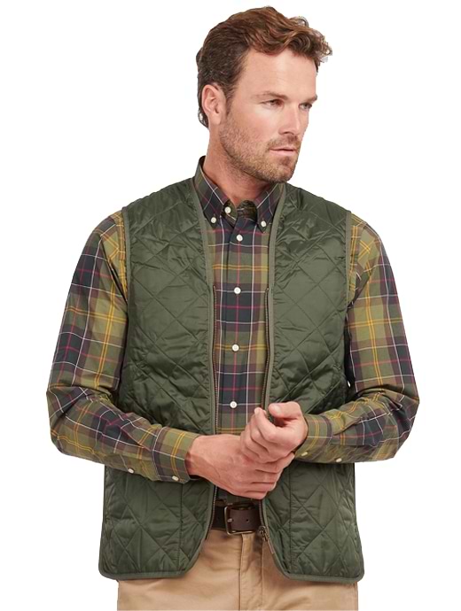 BARBOUR QUILTED WAISTCOAT ZIP-IN LINER OLIVE CLASSIC 3